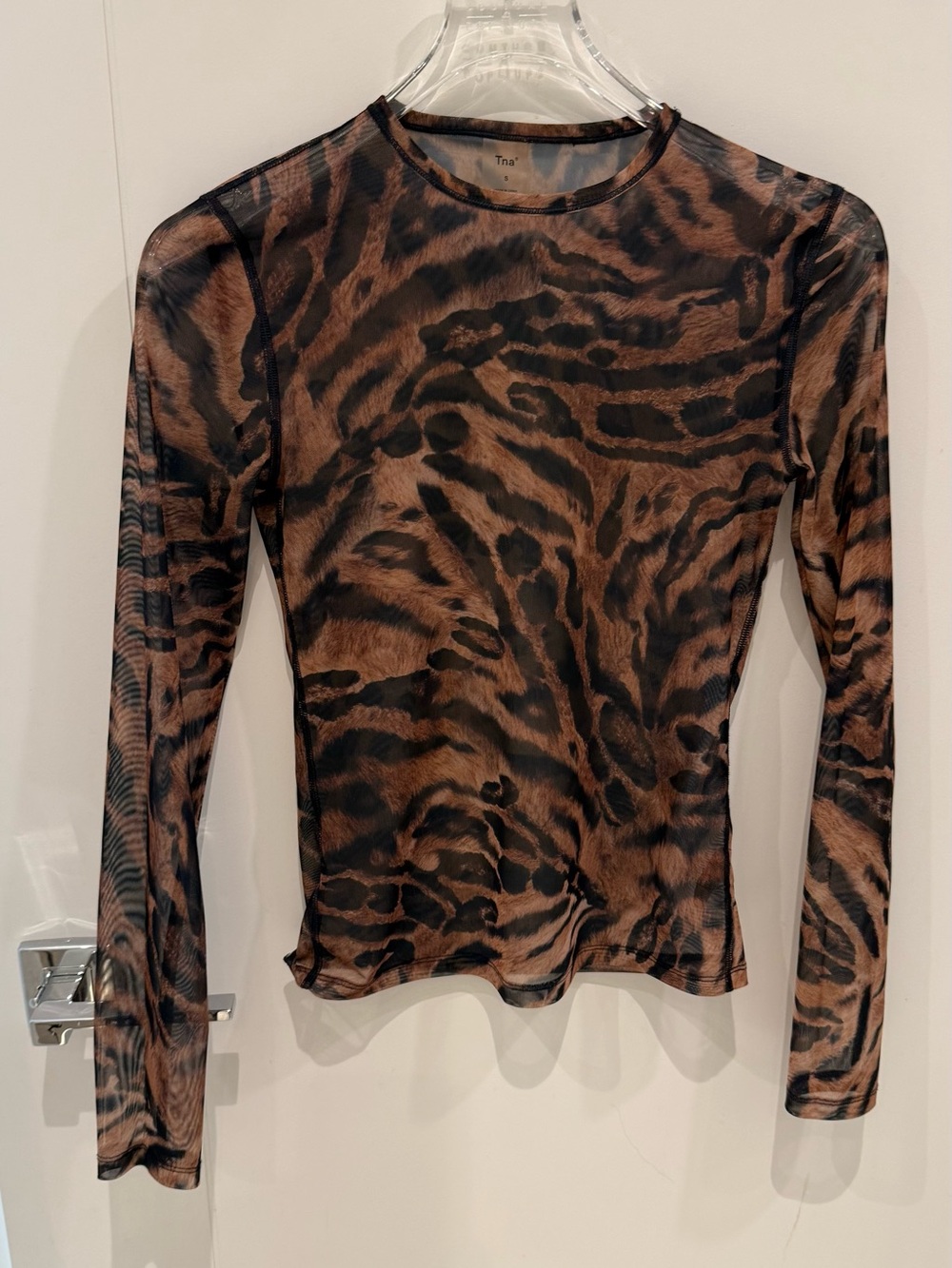 Aritzia TNA Mesh Tiger Print Cover-Up Top